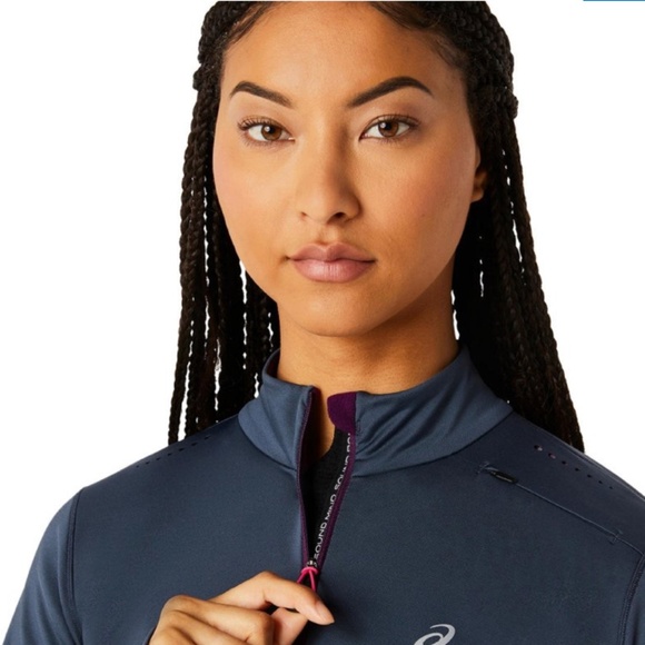 NWT ASICS Winter Run 1/2 Zip Mid Layer Women - tarmac/deep mauve SIZE S - Picture 4 of 8